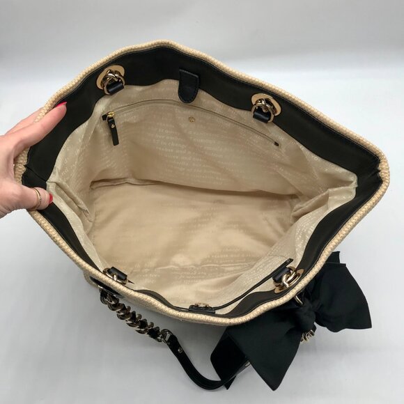 Kate Spade Tan Straw Coal Tote Bag - Picture 10 of 10